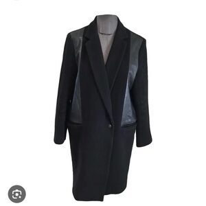 Sandro Black Blazer with Leather Details
